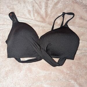 Black Cross-Front Bra